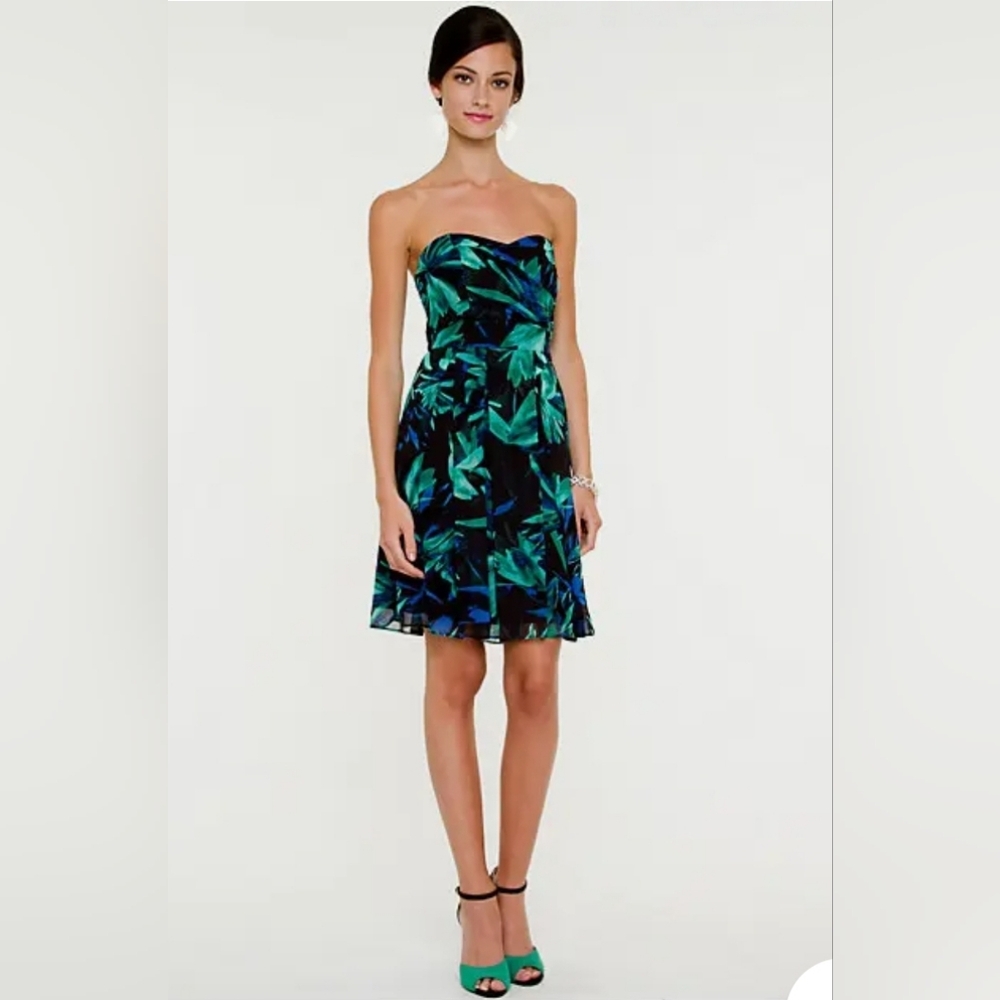 Floral strapless dress S